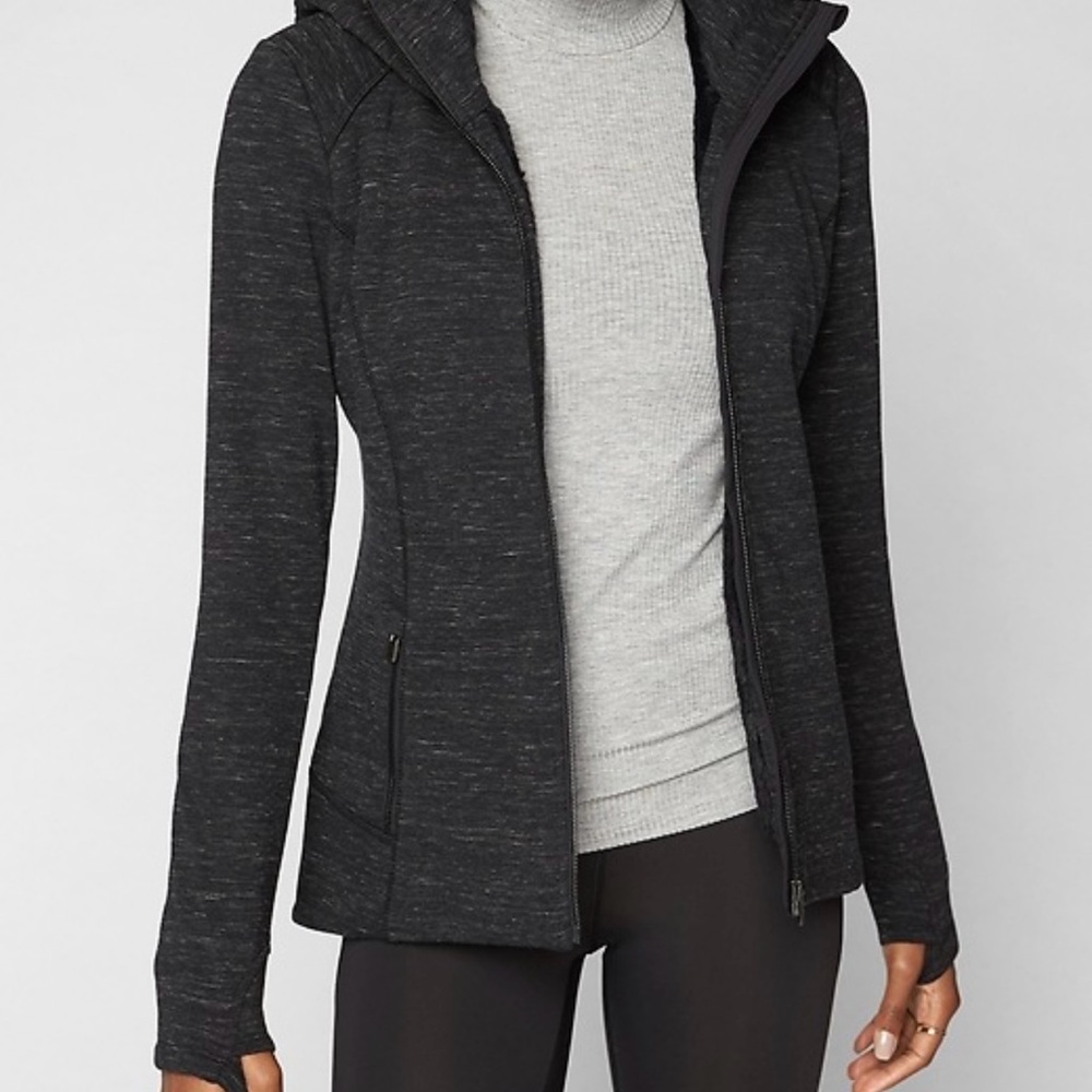 Athleta Black XS Hooded “Luxe Stronger Hoodie”